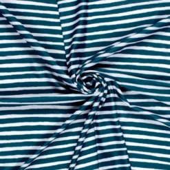 Tissu maillot de bain à rayures pétrole et blanc - OEKO TEX