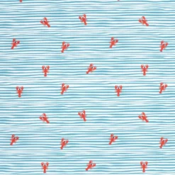 Tissu maillot de bain - Rayures et crabes bleu et rouge - OEKO TEX