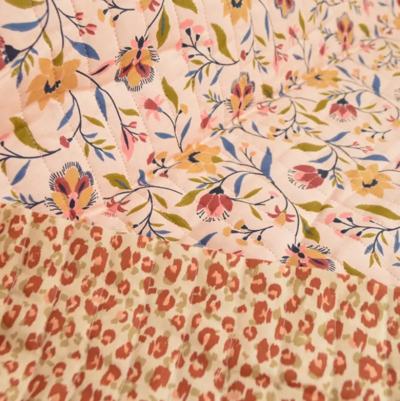 Tissu Matelassé coton Vertical Evelyne et Karli - fleurs et léopard