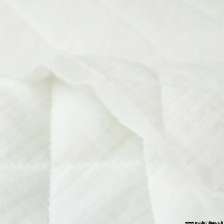 Tissu Matelassé Double Gaze OEKO TEX - Blanc