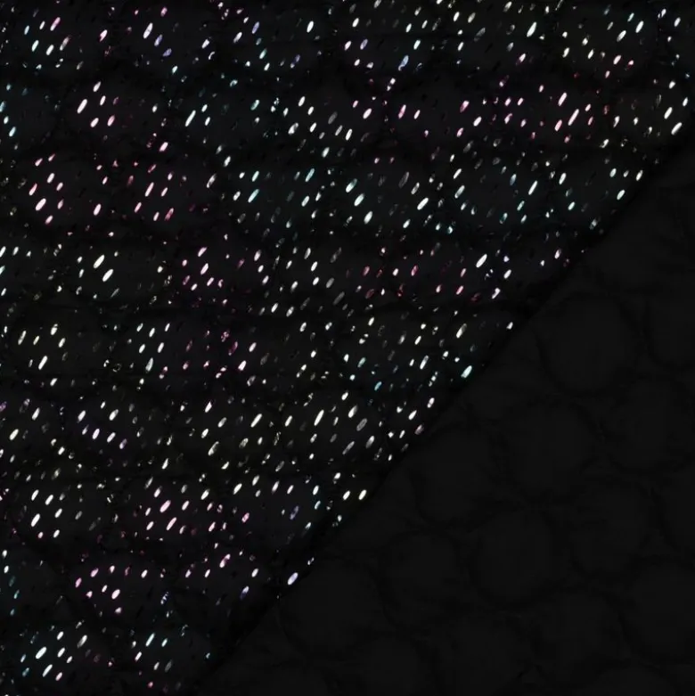 Tissu matelassé losange irisé fond noir