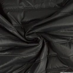 Tissu Matelassé rayures pour doudoune Noir