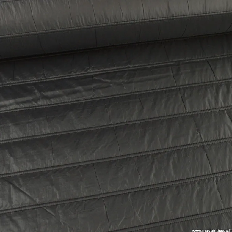 Tissu Matelassé rayures pour doudoune Noir