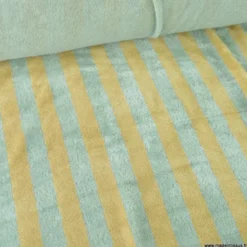 Tissu micro éponge de bambou à rayures Beige et romarin