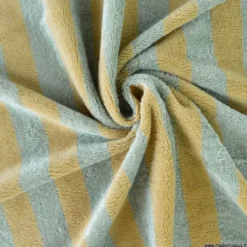 Tissu micro éponge de bambou à rayures Beige et romarin