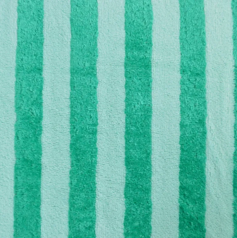 Tissu micro éponge de bambou à rayures Menthe et Emeraude