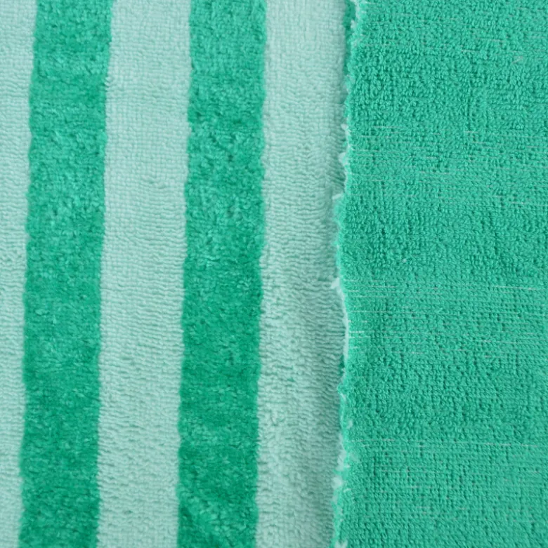 Tissu micro éponge de bambou à rayures Menthe et Emeraude