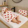 Tissu micro éponge motif coeurs fond blanc - OEKO TEX standard 100
