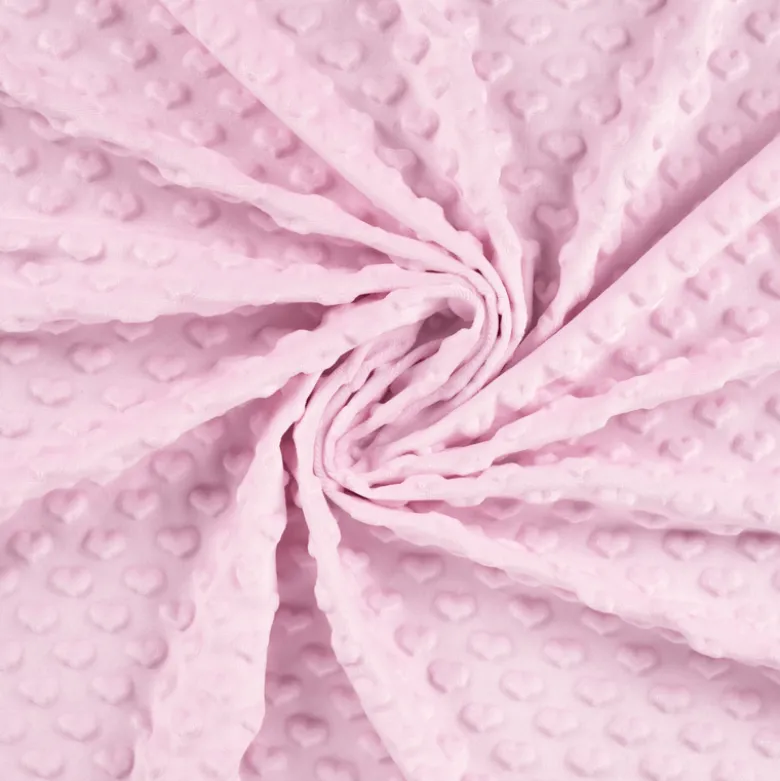 Tissu minky motif coeur coloris Rose