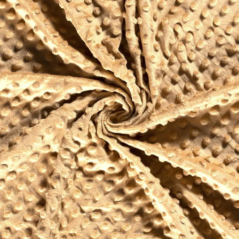 Tissu minky pois Beige - oeko tex