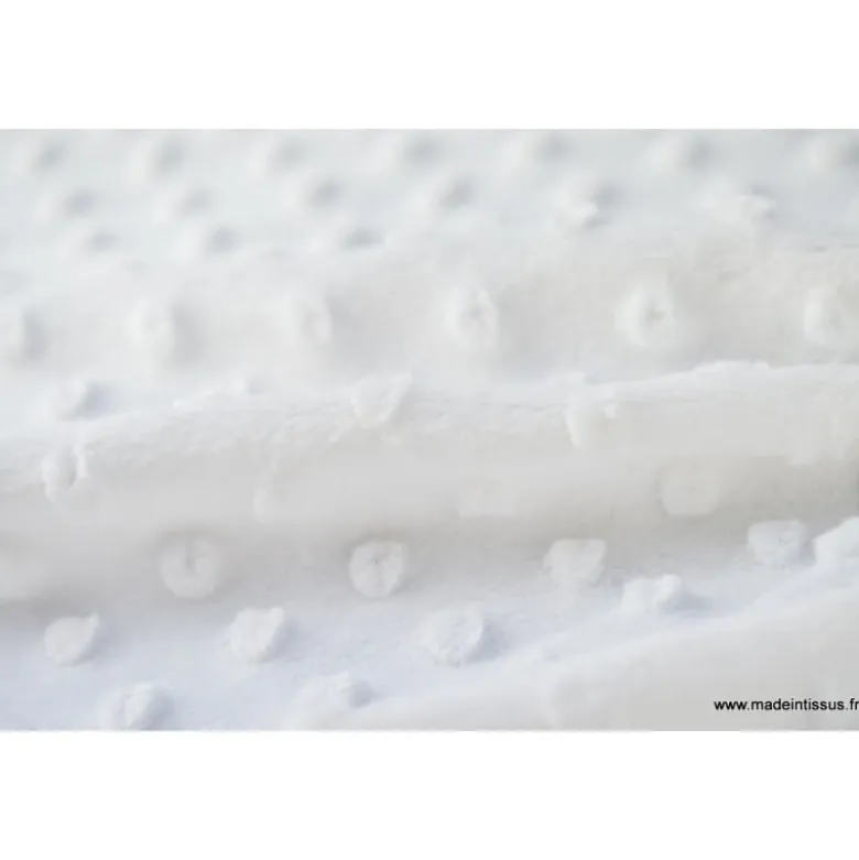 Tissu minky POIS BLANC - OEKO TEX
