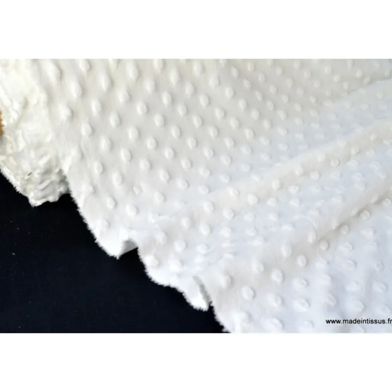 Tissu minky POIS BLANC - OEKO TEX