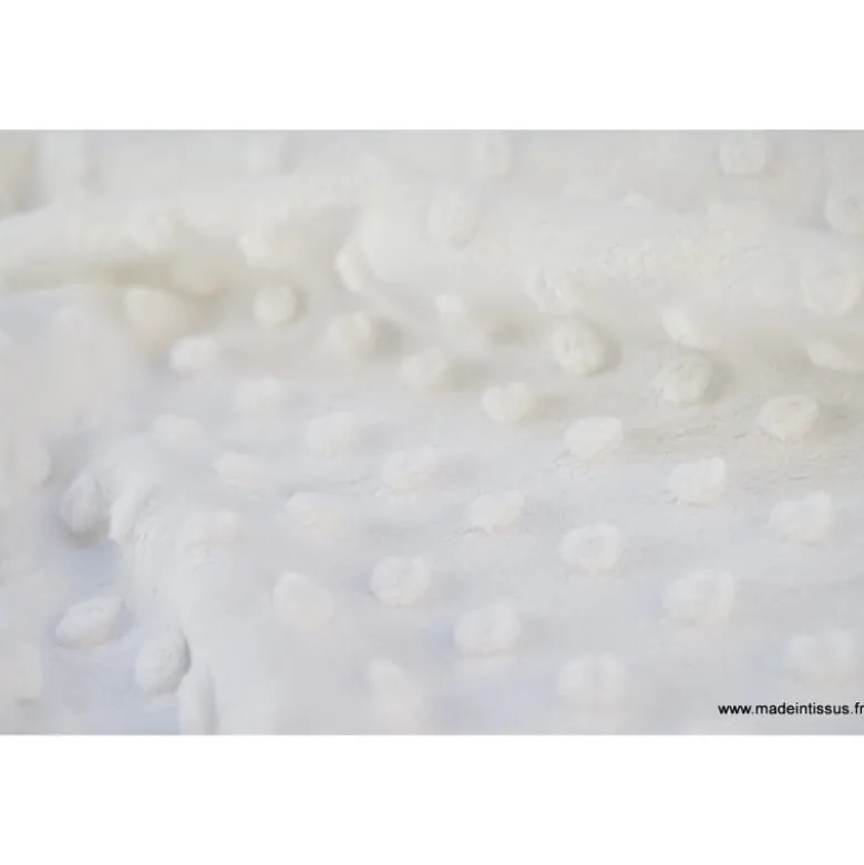 Tissu minky POIS BLANC - OEKO TEX