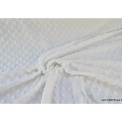 Tissu minky POIS BLANC - OEKO TEX