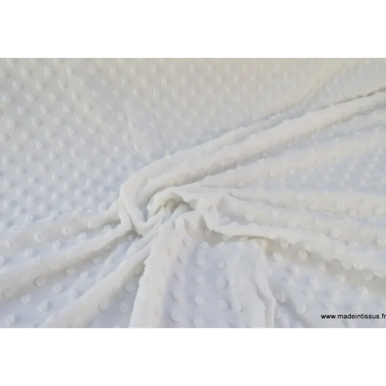 Tissu minky POIS BLANC - OEKO TEX