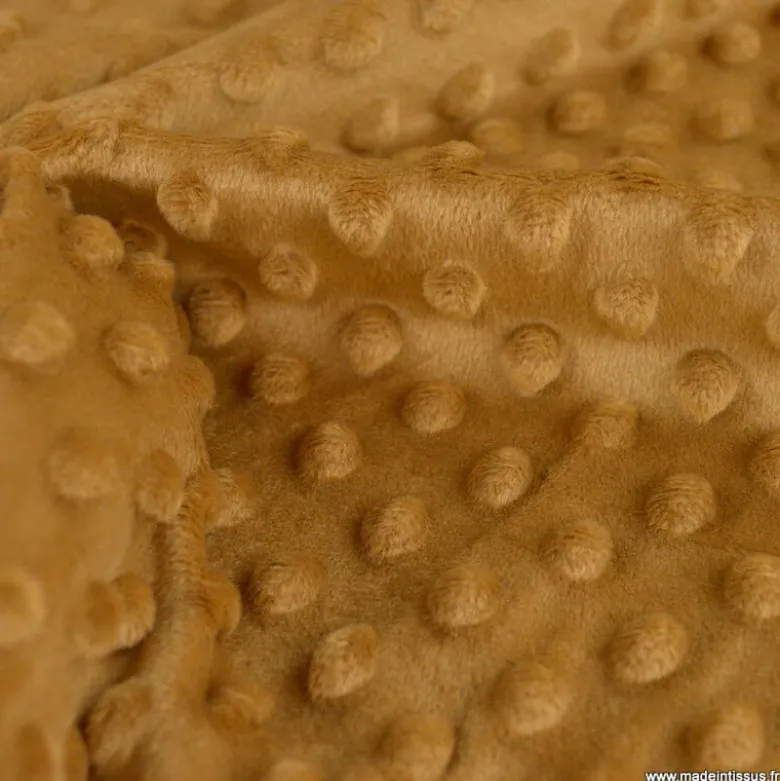 Tissu minky pois Caramel - OEKO TEX