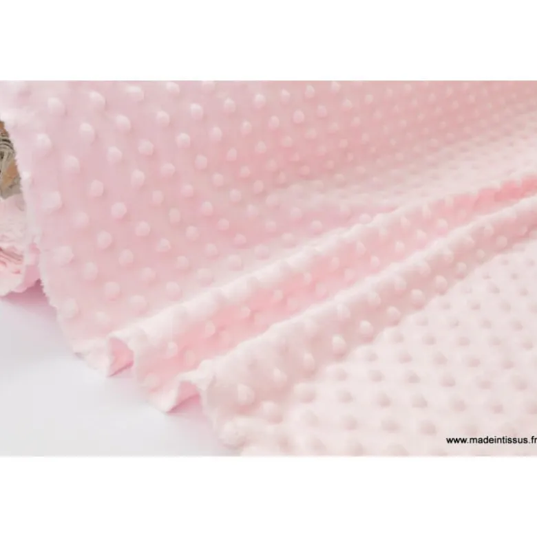 Tissu MINKY POIS coloris rose - OEKO TEX