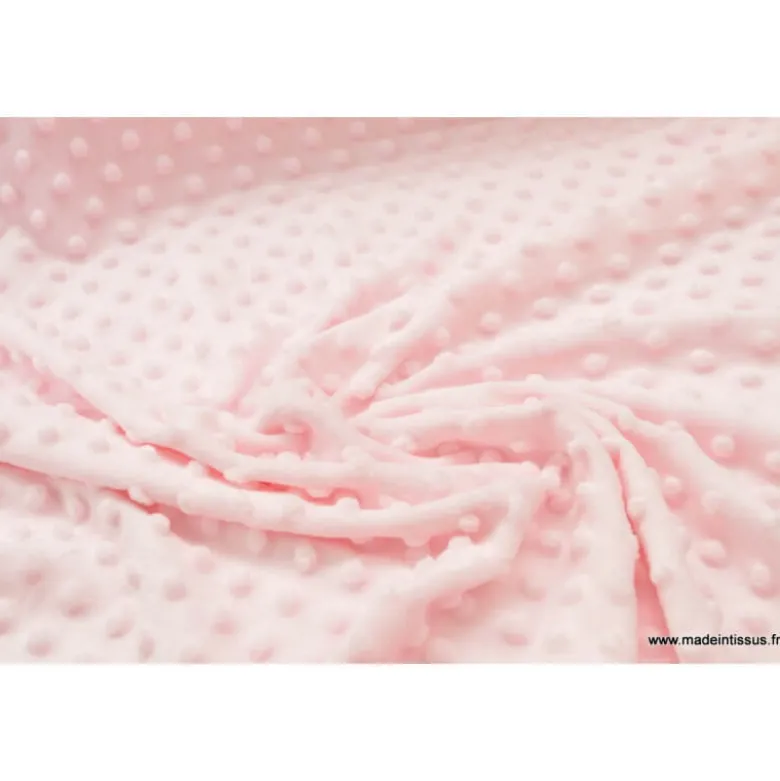 Tissu MINKY POIS coloris rose - OEKO TEX