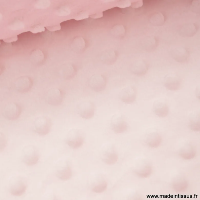 Tissu MINKY POIS coloris rose - OEKO TEX