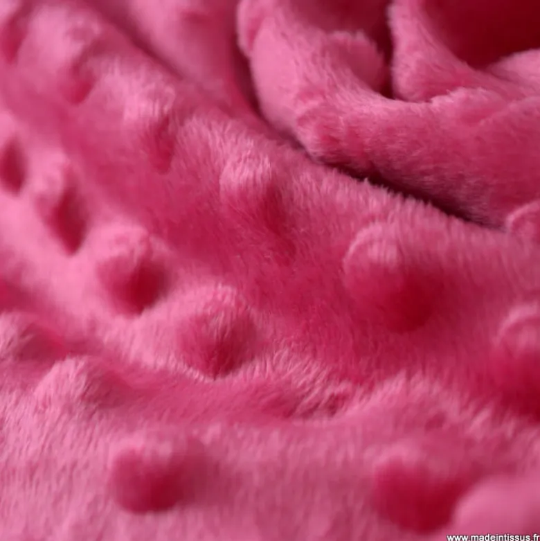 Tissu minky pois Fuchsia