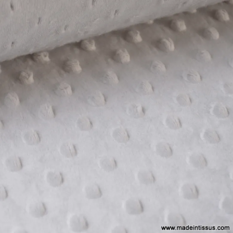 Tissu minky POIS GRIS - OEKO TEX