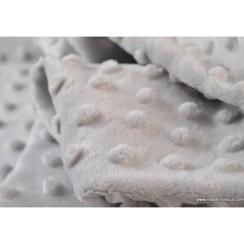 Tissu minky POIS GRIS - OEKO TEX