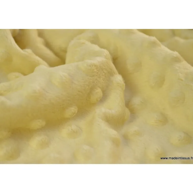 Tissu minky pois jaune - OEKO TEX