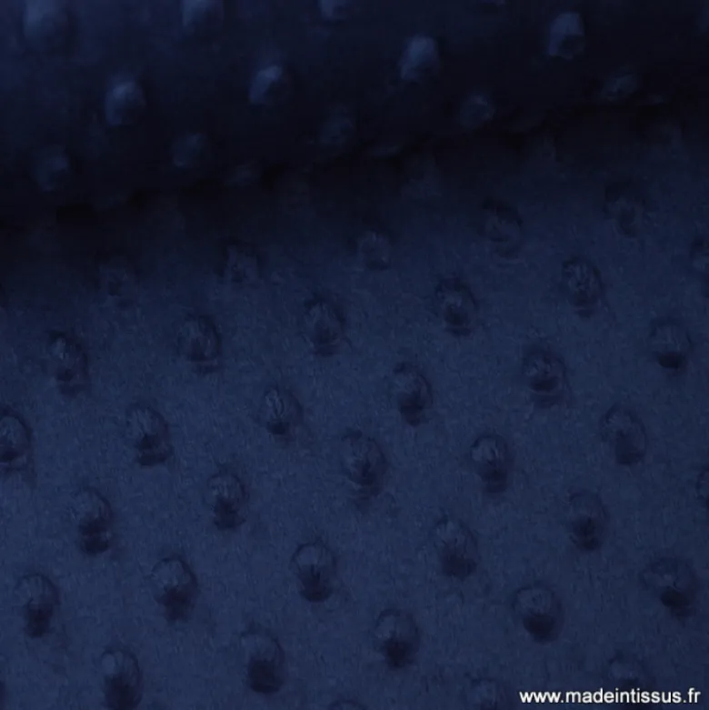 Tissu minky POIS MARINE - OEKO TEX