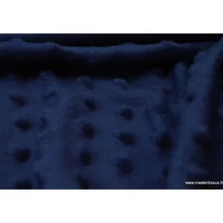 Tissu minky POIS MARINE - OEKO TEX