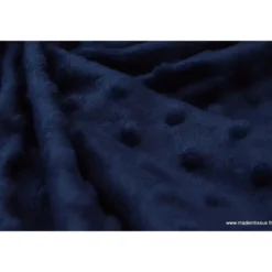 Tissu minky POIS MARINE - OEKO TEX