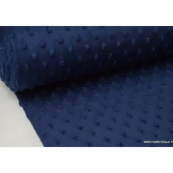 Tissu minky POIS MARINE - OEKO TEX