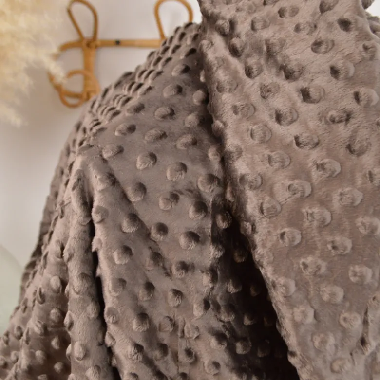 Tissu minky pois marron glacé - OEKO TEX