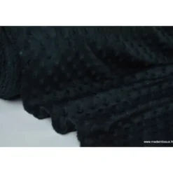 Tissu minky POIS NOIR - OEKO TEX