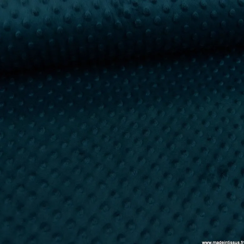 Tissu minky pois Pétrole foncé - oeko tex