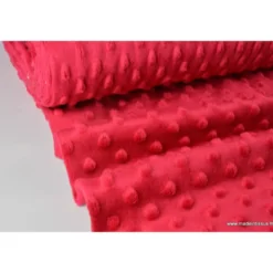 Tissu minky pois rouge - OEKO TEX