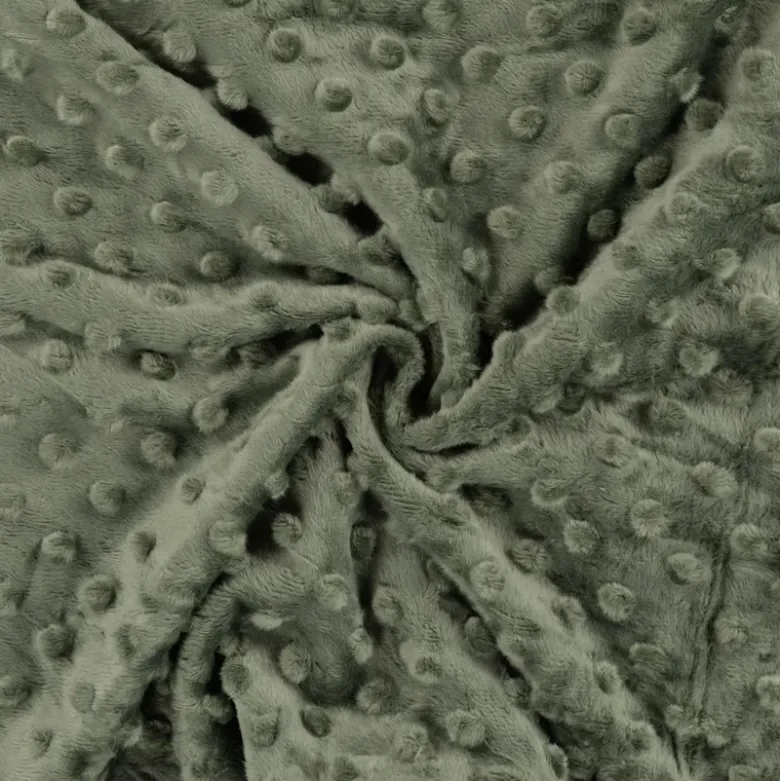 Tissu minky pois Vert kaki - OEKO TEX