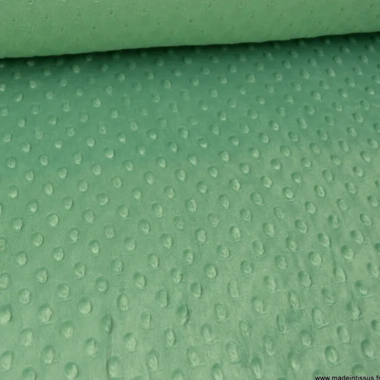 Tissu minky pois vert Tilleul - oeko tex