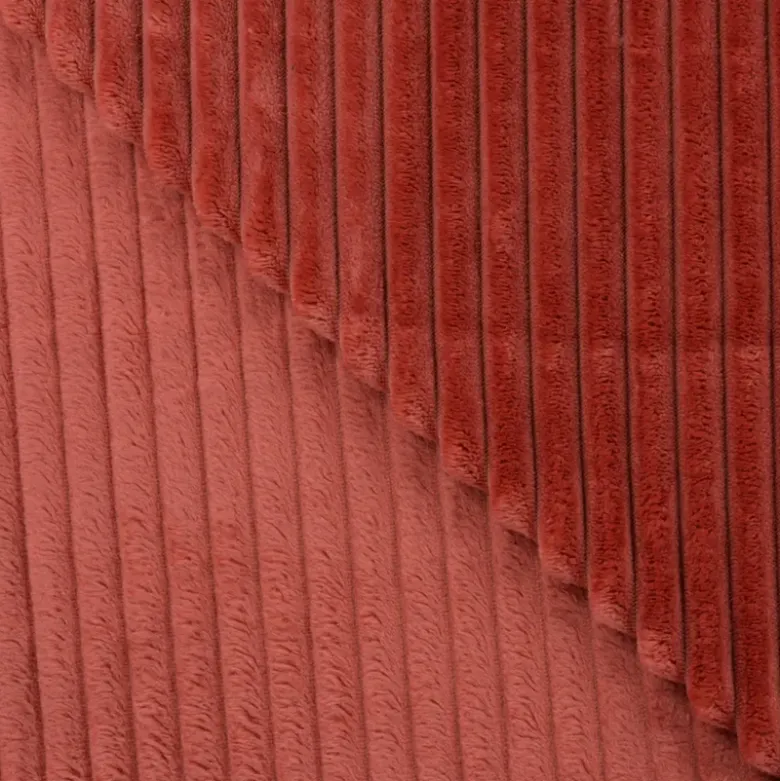 Tissu minky Rayures côtelé coloris Terracotta