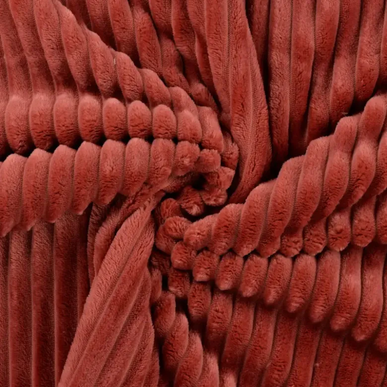 Tissu minky Rayures côtelé coloris Terracotta