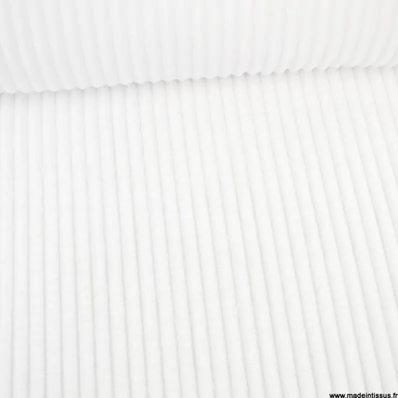 Tissu minky Rayures côtelé Ernest coloris Blanc