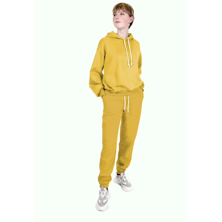 Tissu molleton sweat uni jaune - OEKO TEX