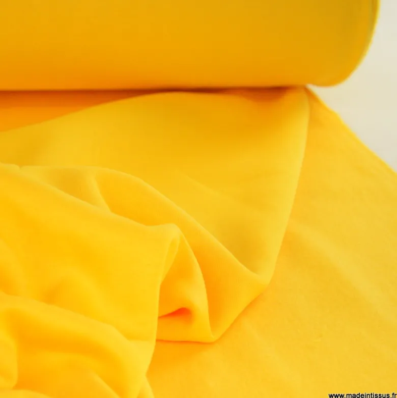 Tissu molleton sweat uni jaune - OEKO TEX