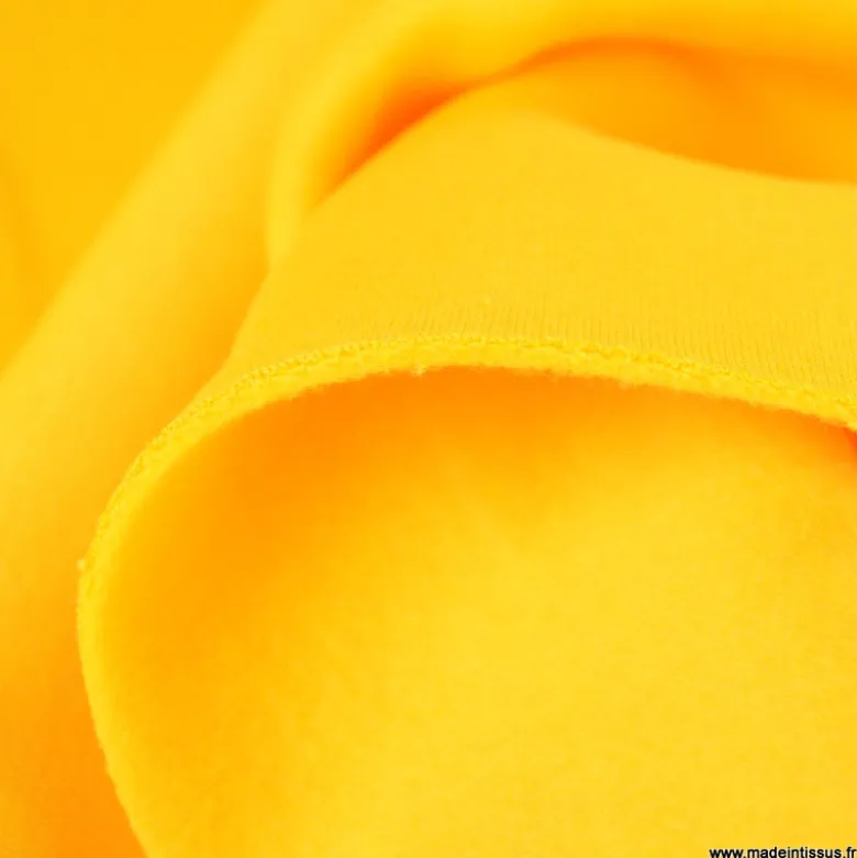 Tissu molleton sweat uni jaune - OEKO TEX