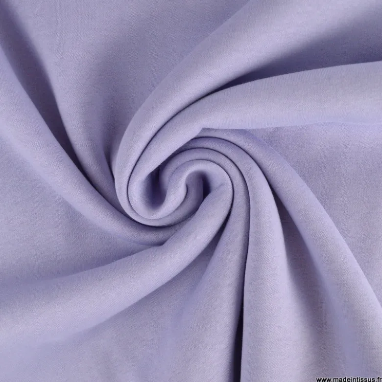 Tissu molleton sweat uni Lilas - OEKO TEX