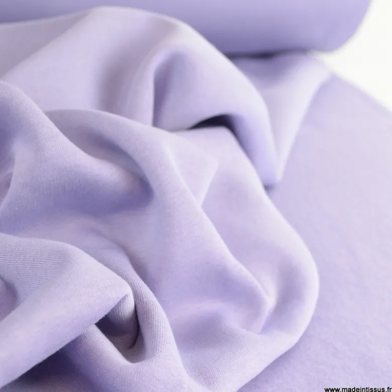 Tissu molleton sweat uni Lilas - OEKO TEX