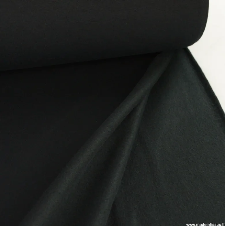 Tissu molleton sweat uni noir - OEKO TEX
