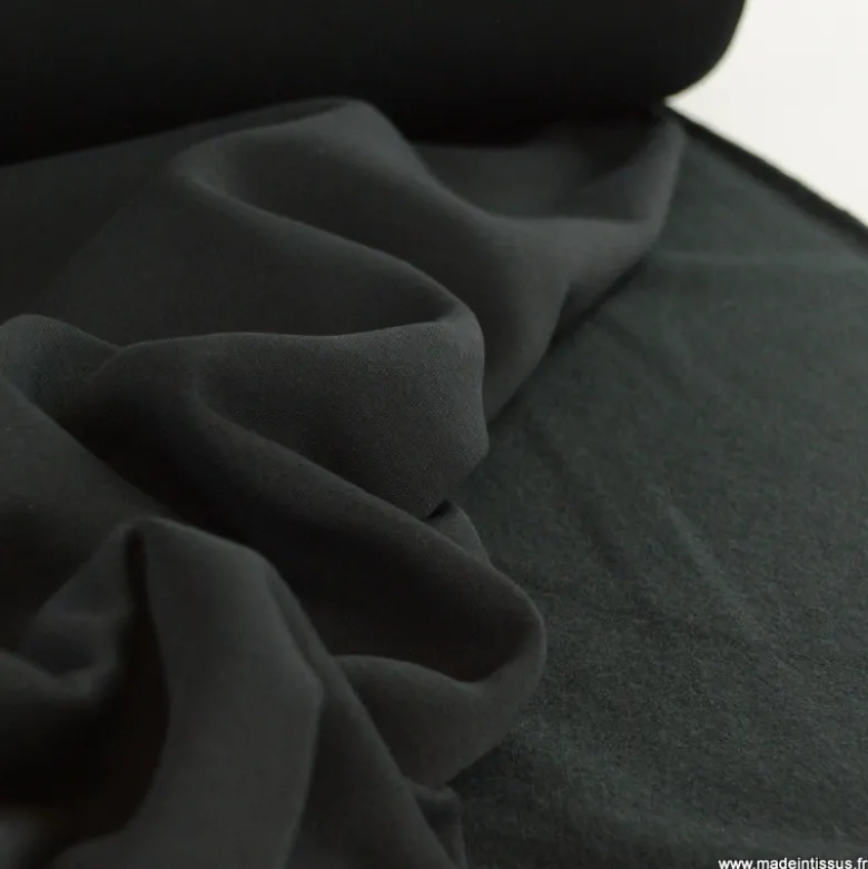 Tissu molleton sweat uni noir - OEKO TEX