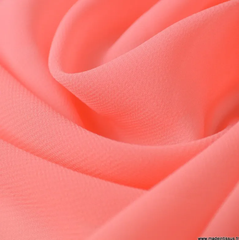 Tissu Mousseline fluide Corail