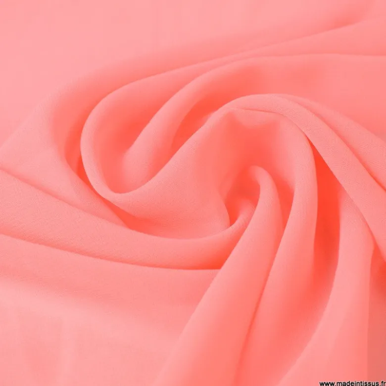 Tissu Mousseline fluide Corail
