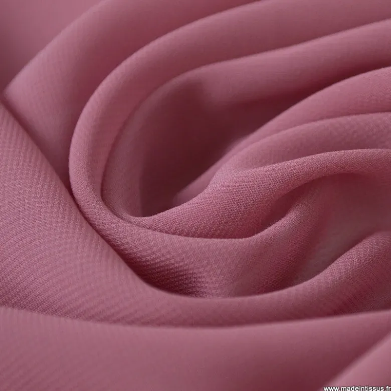 Tissu Mousseline fluide polyester Framboise
